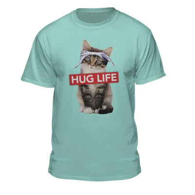 

Cat Wearing Bandanna Hug Life T-Shirt