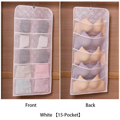 

Wall Door Hanging Storage Bag Hangers Pockets Dual Sided Underwear Bra Socks Sorting Bag Rack Closet Wardrobe Storage Bag