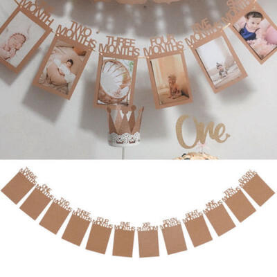 

12PCS Birthday Baby Photo Banner Baby 1-12 Month Photo Prop Bunting Garland UK