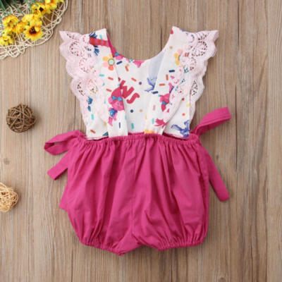 

Casual Newborn Kid Baby Girl Cartoon Lace Romper Jumpsuit Playsuit Outfits 0-24M