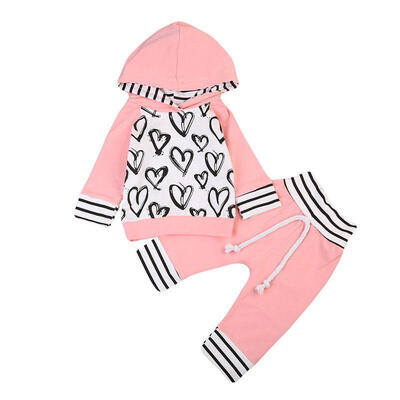 

Newborn Kids Baby Girl Clothes Long Sleeve Hooded T-shirt Top Pants Outfit Set W