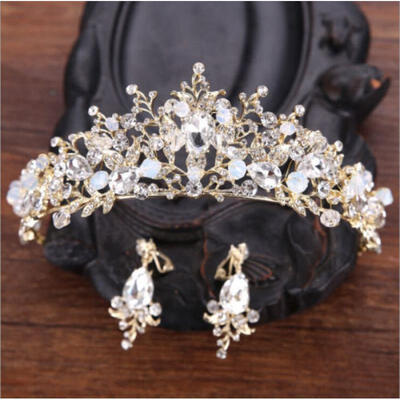 

Pearl Bridal Crowns Handmade Tiara Bride Headband Crystal Wedding Queen Crown