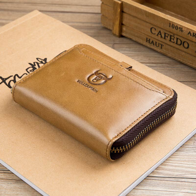 

BULLCAPTAIN 2018 male wallet Genuine Leather Men Wallet gift birthday for man Brand High Quality Zipper wallet Card Coin wallet