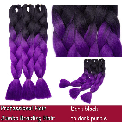 

24 Inches Braiding Hair Ombre for crochet Hair Weave with Synthetic&Twist Braiding Hair Extensions Dark black 100gpc