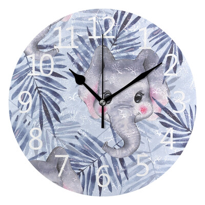 

Wall Clock Pattern With Elephants Round Wall Clock Arabic Numerals Design