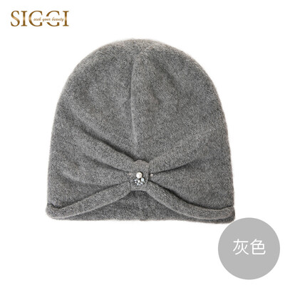

Siggi SI99278 wool hat female winter Korean version of the tide fashion wild Korean simple pile hat beads flower folds caps gray cap width 25CM