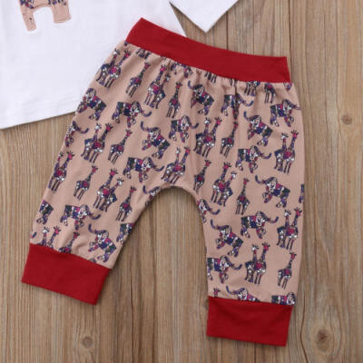 

Cartoon Animal Prints 0-2T Newborn Girl Boy Baby Clothes 2Pcs T-Shirt TopPants