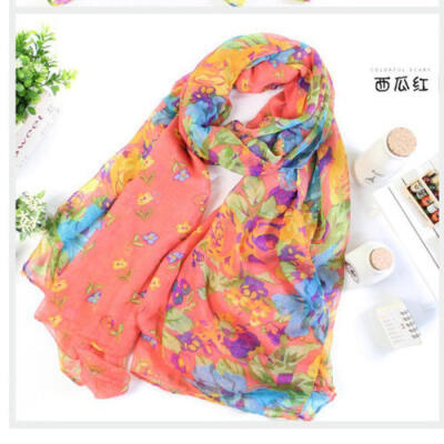 

16050cm Fashion Womens Beautiful Rural Style Flower Long Silk Scarf Shawl New