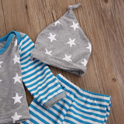 

US Newborn Baby Boy Girls Tops T-shirt Pants Leggings Hat Striped Outfit Clothes