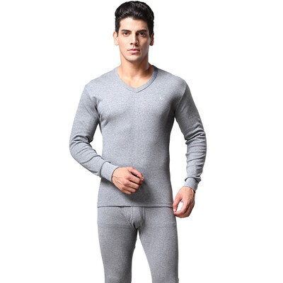 

Seven Wolves Warm Underwear Men&39s Pure Cotton Patchwork Pants V-Neck Set Vintage Cotton Wool Sling Line Pants Pure Color V-neck 98165 Light Gray 3XL