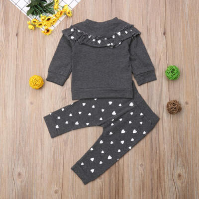 

Lovely Toddler Baby Girls Outfits Clothes Gray T-shirt TopsPants Leggings Set