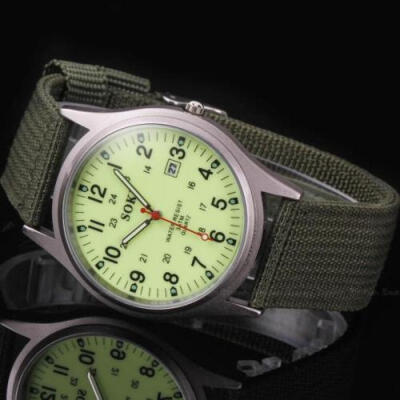 

Unisex Mens Canvas Military Alloy Analog Quartz Wrist Watch Business Watches