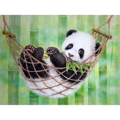 

UpperX Full Square Diamond 5D DIY Diamond Painting "Panda Swing" Embroidery Cross Stitch Rhinestone Mosaic Painting Decor Gift