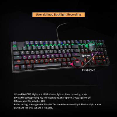 

MAGIC-REFINER Mechanical Keyboard Square Keycap Gaming Keyboard 108 Keys N-key rollover USB Cable Blue Switch Backlight Keyboard w