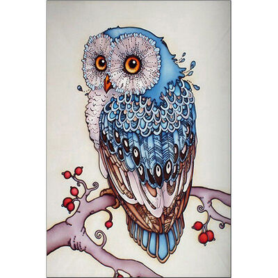 

UpperX DIY 5D Full Drill Diamond Painting Rhinestone Pasted Cross Stitch Blue Owl Pattern For Home Wall Decor78 X 118 Inch