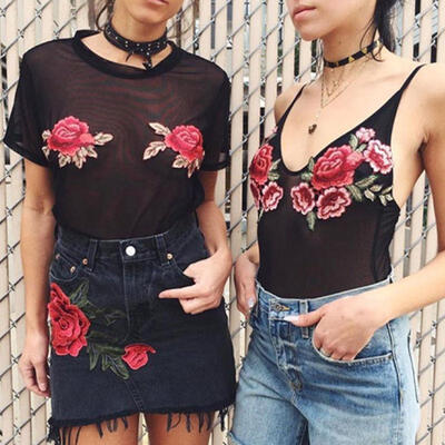 

2 x Embroidery Rose Flower Sew On Patch Badge Hat Jeans Bag Dress Applique Craft