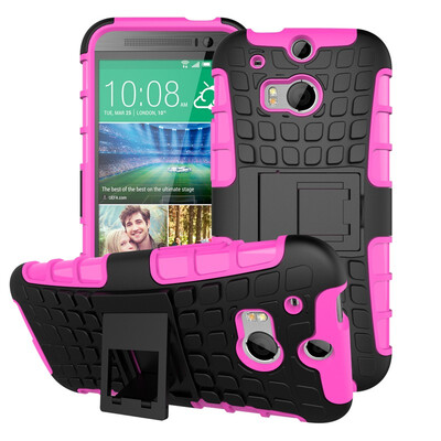 

Fivice HTC One 2 M8 Case TPU anti-fall tire pattern back clip bracket phone case