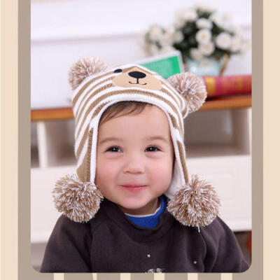 

Cute Baby Toddler Winter Beanie Warm Hat Hooded Scarf Earflap Knitted Cap Kids