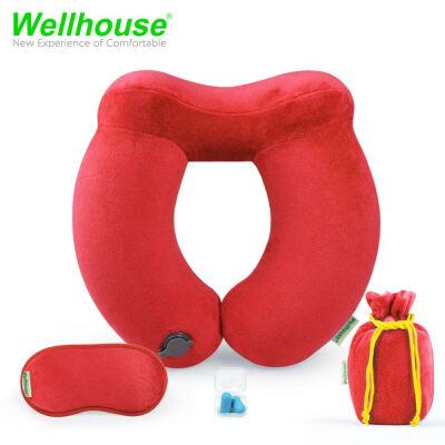 

Wellhouse Set Of 4 Inflatable U Shape Neck Pillow Detachable Neck Cushion Kit Washable & Portable Travel Pillow