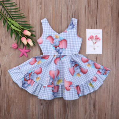 

Kids Baby Girls Cartoon Animal Plaid Dress Outfits Casual Clothes Summer 1-6Y