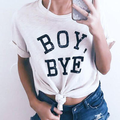 

Fashion Summer Women Black BOY BYE Turn Up Short Sleeve T-Shirt Top Dress