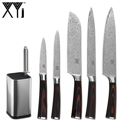 

XYj 7pcs Kitchen Cooking Knives Holder Set Color Wood Handle Knives Meat Fish Fruit Cooking Tools