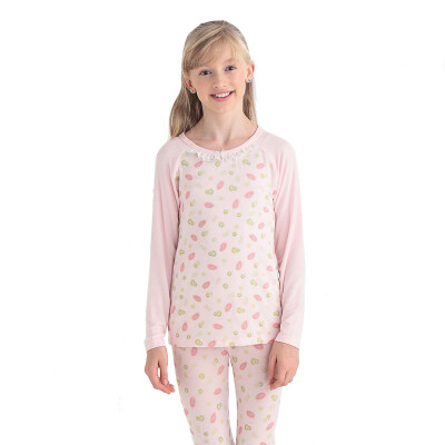 

VIV & LUL) children's underwear sets girls autumn clothes autumn pants suit modal DL117164 pink at the end of full 140cm