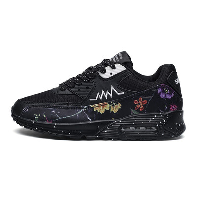 

Men Sneakers Fashion Graffiti Casual Shoes for Men four seasons Mesh&Fur Outdoor Flats Lace Up Mans Footwear