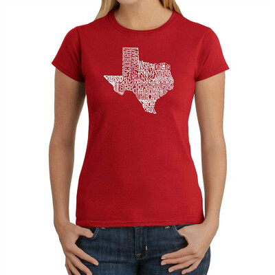 

Womens Word Art T-Shirt - The Great State of Texas- LA Pop Art