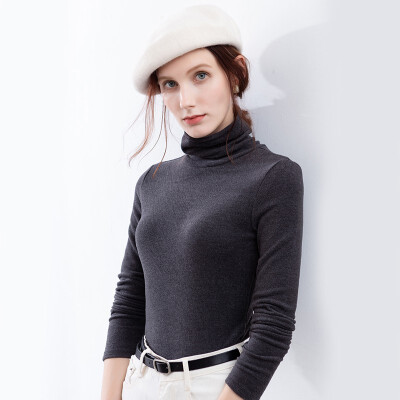 

Canvaus Thick Long Sleeve Shirt Women Autumn Winter Turtleneck Pullover T-shirt Solid Casual Slim Bottoming Shirt FS367A