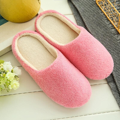 

New Pure Color Soft Plain Slippers Wood Floor Non-slip Silent Mute Cotton Slippers Unisex Type