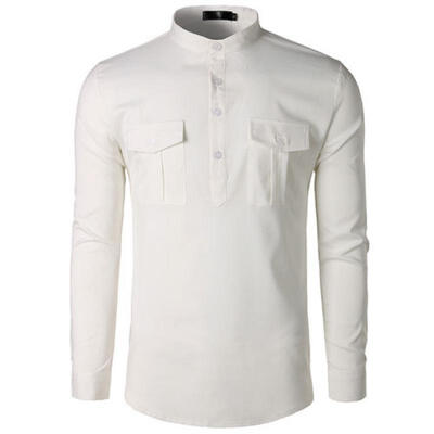

Men Long Sleeve Button Down T-shirt Tops Slim Fit Casual Dress Stylish Shirts AU