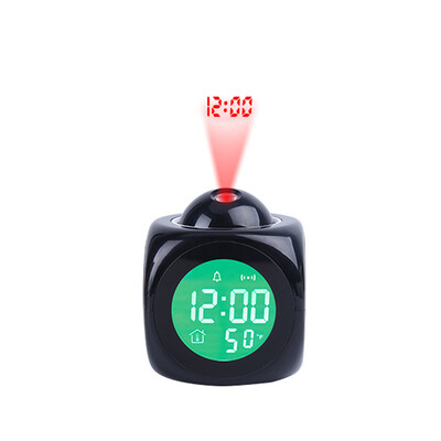 

Multifunctional Alarm Clock Voice with Digital LCD Screen With Home Electronic Thermometer Time Wall Ceiling Projection Cute Desig