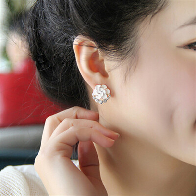 

MyMei Elegant Women Lady Crystal Rhinestone Rose Flower Ear Studs Earrings Jewelry