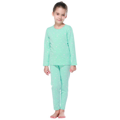 

Red beans (Hodo) children's underwear set female large children's cotton ammonia 97% cotton home service pajamas suit HD6012 green 130