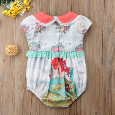 

US Stock Newborn Baby Girls Cute Mermaid Romper Bodysuit Jumpsuit Outfit Clothes