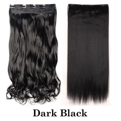 

Synthetic Fiber Clips in on Hair Extension 34 Full Head One Piece 5 Clips Long Silky Straight Curly Wavy