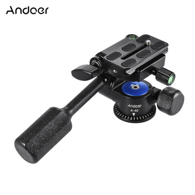 

Andoer A-40 3 Way Camera Video Head Aluminum Alloy 360° Panoramic Photographic Damping Head for Canon Nikon Sony for Tripod Monopo