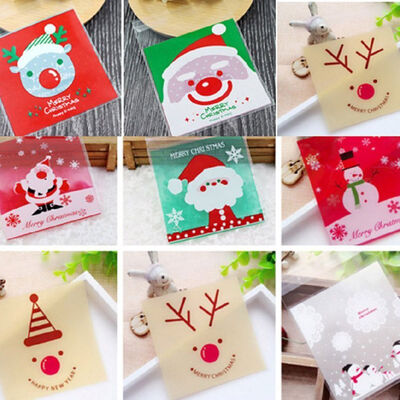 

UpperX 100pcs Candy bags Cute bag Pattern of Santa Claus Bag pouch for candy biscuit chocolate sweets Candy bar bag Gift bags