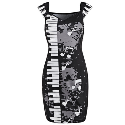 

Music Note Print Bodycon Dress