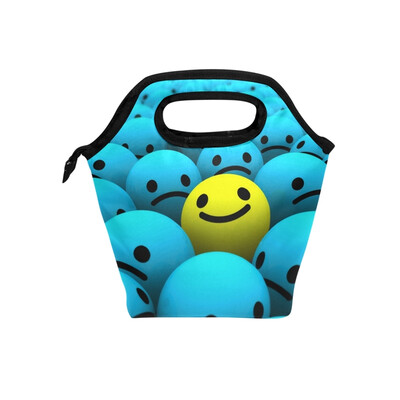 

Insulated Lunch Tote Bag Humor Smile Travel Picnic Lunch Handbags Portable Zipper Lunch Bag Box