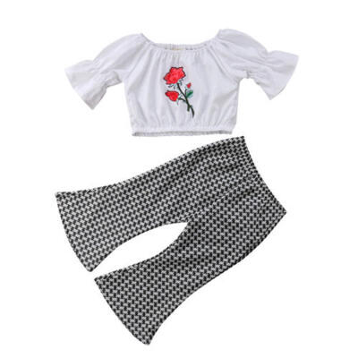 

Flower Kids Baby Girl Outfits Clothes Long Sleeve TopsLong Pants 2PCS Set 1-5Y