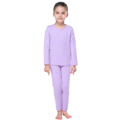 

Red Beans (Hodo) Children's Underwear Set Women's Big Child Cotton 97% Cotton Home Pajamas Set HD6012 Purple 140