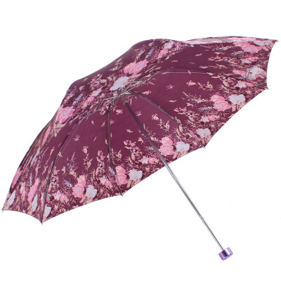 

Jingdong supermarket] paradise umbrella color Ding high-density polyester anti-ultraviolet three fold umbrella umbrella umbrella deep purple 308T