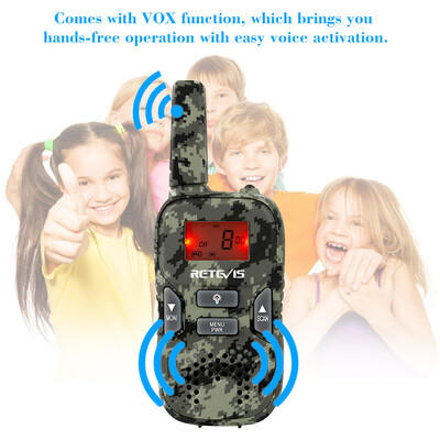 

2PCS Retevis RT33 Children Radio Set Civilian USB Handheld Intercom 8 Channels UHF Kids License-free Walkie Talkie LCD Display VOX