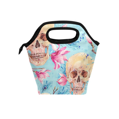 

Lunch Bag Tote Bag Flower Peacock Feather Skull Travel Picnic Organizer Lunch Holder Handbags Lunch Bag Box