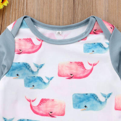 

2pcs Newborn Toddler Animal Baby Boy Girl Clothes T-shirt TopsPants Outfits USA