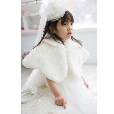 

Kids Girls Baby Faux Fur Tippet Wrap Shrug Party Occasion Wedding Princess Cape