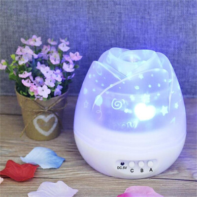 

Rose Flower Star Moon Sky Dream Rotating Projector Lamp Night Light