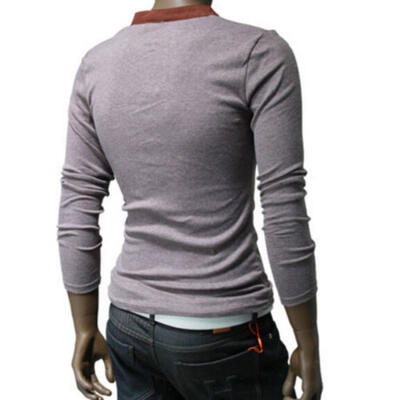 

Mens Henley Neck Long Sleeve Linen Shirts Casual Summer Solid Color Tops T-Shirt